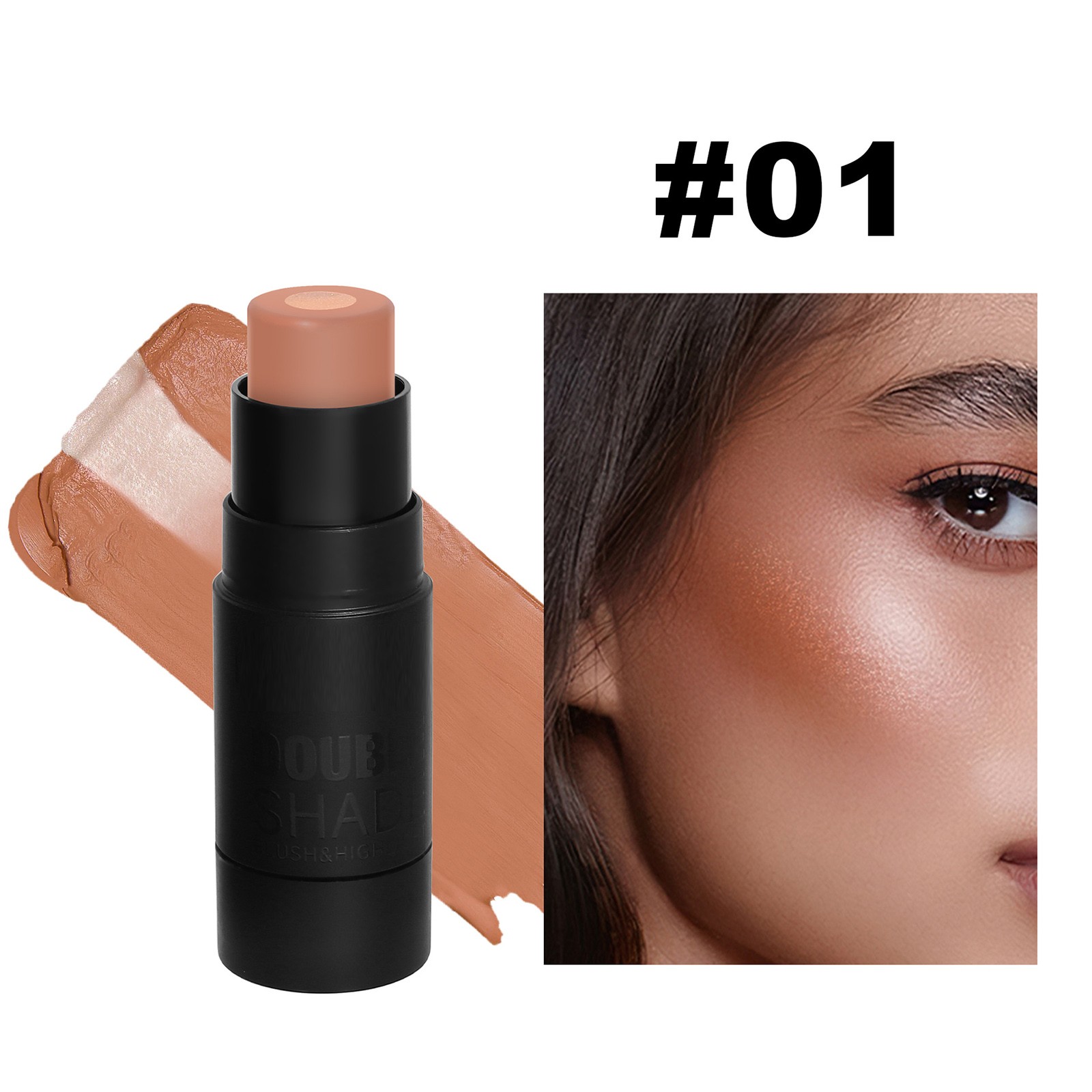 CHEEPUM Rouge Makeup Cover Girl Color Boosting Solid Stick With Highlight Core For Cheeks Long Lasting Flush \u0026 Natural Glow Two Faced Makeup Products Peach